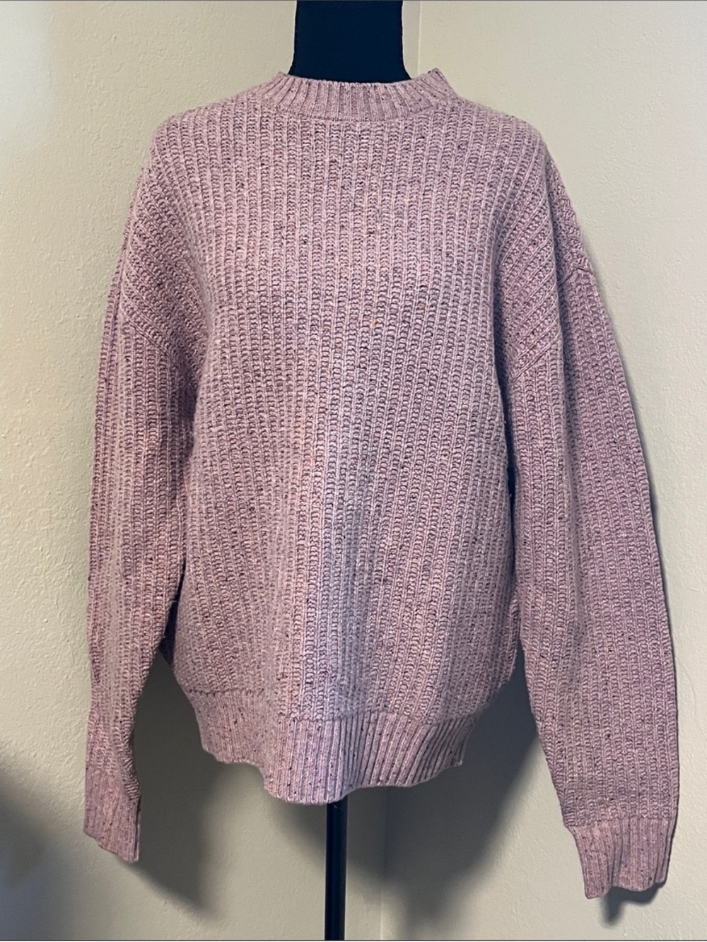 SATURDAYS NYC 100% WOOL Atkins Ribbed Sweater Cozy Lavender Crewneck-Small